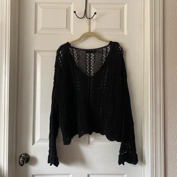 zara black oversized open net sweater - Picture 4 of 9